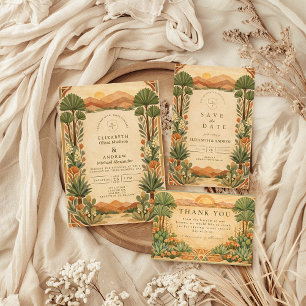 Carte De Remerciements Mariage botanique désertique boho