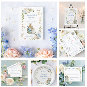 Étiquette Classic Pierre le lapin Baby shower jumeau