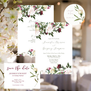 Invitation Enregistrer La Date Aquarelle Roses Blanches Cranb