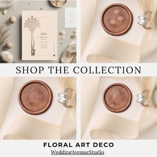 Invitation Élégant minimaliste Floral Art Déco Fiançailles