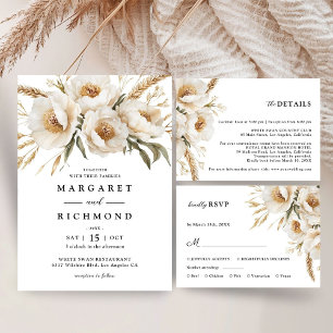 Rustic Boho Ivory Floral Mariage Livre d'invité