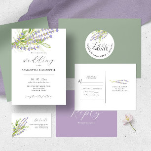 Invitations de mariage Floral Watercolor Lavender