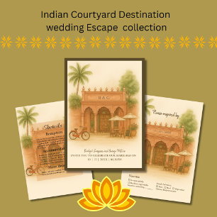 Invitation Indian Courtyard Destination mariage enregistrer l