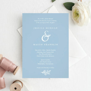 Mariage bleu Dusty Invitations à trois volets RSVP