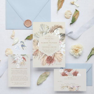 Invitation Pampas de crème séché Herbe Floral Jungle Mariage