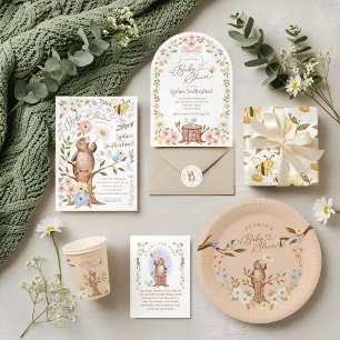 Papier Cadeau Aquarelle Florale Forêt de bois Ours tricoté