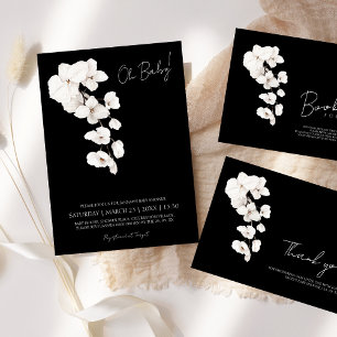 Carte D'accompagnement Baby shower d'orchidées noires et blanches