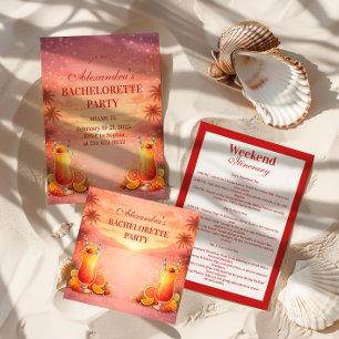 Sticker Rond Fête de Bachelorette Tropical Tequila Sunrise
