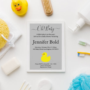 Invitation Baby shower de canard jaune