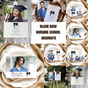 Carte De Remerciements Photo Black Bow Nursing School Graduate