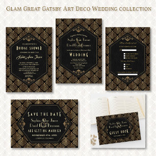 Invitation Royal Roaring 20's Gold Black Grand Mariage Gatsby