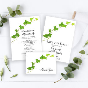 Invitation Tout En Un Green English Vine Mariage
