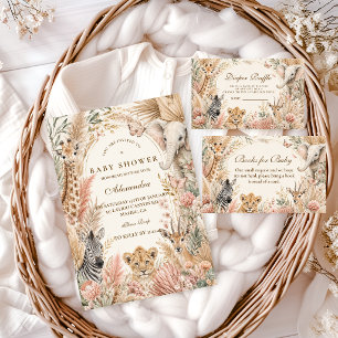 Invitation Fête de Naissance Fille Safari Bohème Fantaisiste