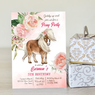 Pink poney anniversaire giddy up cowgirl carte de 