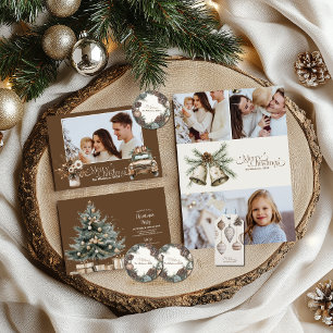 Cartes Pour Fêtes Annuelles 3 Photos Cosy Festive Noël Rustique