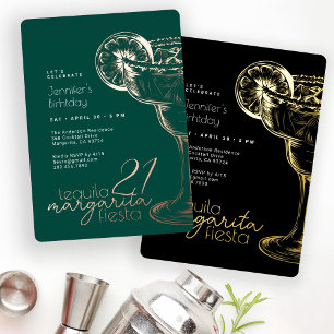 Invitation En Aluminium Fête du 50e anniversaire de la Marmarita verte mod