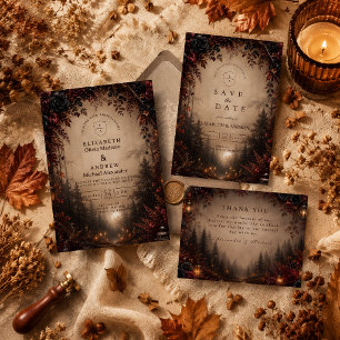 Carte De Remerciements Mariage Élégant d'Automne Sombre