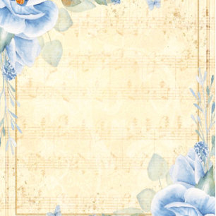Invitation Dusty Blue Floral Vintage Musical Couples Douche
