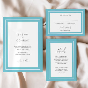 Invitation Sasha Aqua Mariage moderne