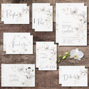Invitation Mariage floral blanc et blanc moderne