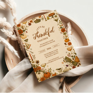 Invitation Club de dîner de Thanksgiving vintage nostalgique