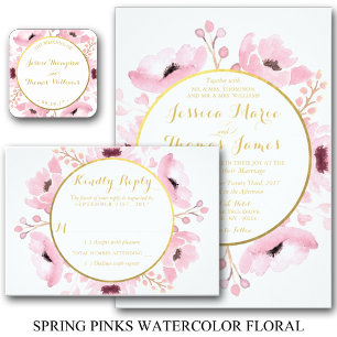 Invitation Collection de Mariages floraux rose-printemps