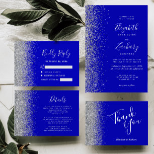 Invitation Mariage de bord de Parties scintillant Royal Blue 