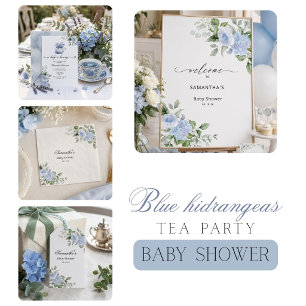 Serviette En Papier Les hortensias bleus bébé est en train de préparer