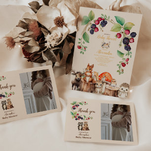 Sticker Rond Baby shower des animaux forestiers