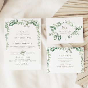 cadre verdoyant d'eucalyptus faire-part de mariage