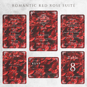 Save The Date Rose Rouge Romantique   Élégant Fleurs Personnalis