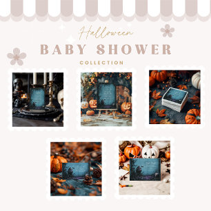 Invitation Baby shower d'Halloween bleu gothique