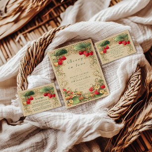 Invitation Jardin de fraises Cottagecore Enterrement de vie d