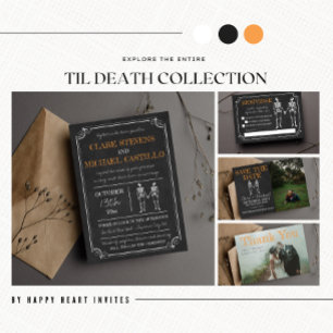 Invitation Jusqu'à la mort Halloween Squelette Orange Mariage