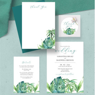 Invitation Tout En Un Palm Tropical Mariage moderne tout en une invitati