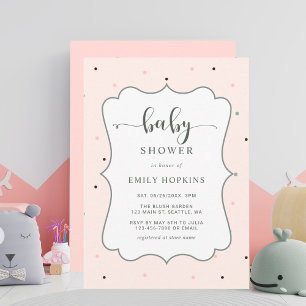 Invitation Cute Pastel Polka Dot Girl Carré Baby shower