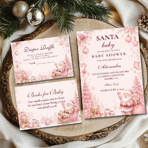 Invitation Baby Shower Rose Fantaisiste pour Santa Bébé
