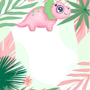 Invitation Baby shower de dinosaures rose et vert pour filles