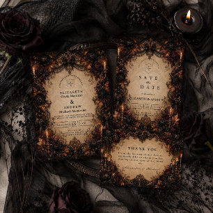 Carte De Remerciements Mariage d'automne de romance sombre