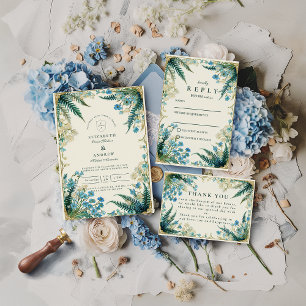 Invitation Mariage Botanique Vintage à la Campanule Bleue