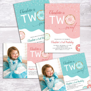 T-shirt Pour Bébé Deux beignets rose doux givré fille de Donut 2e an