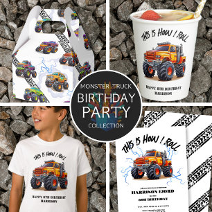 Invitation Orange Monster Truck Boys fête d'anniversaire