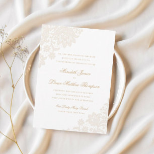 Invitation En Aluminium Mariage de script Gold Foil Lace Noir et Gold