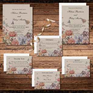 Invitation Mariage Vintage du Jardin des papillons