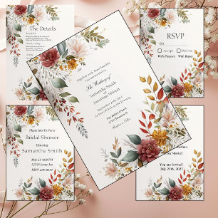 Invitation Répétition des Mariages floraux de Bohême colorée