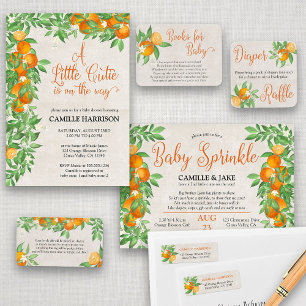 Invitation Baby shower neutre Citrus Orange Little Cutie