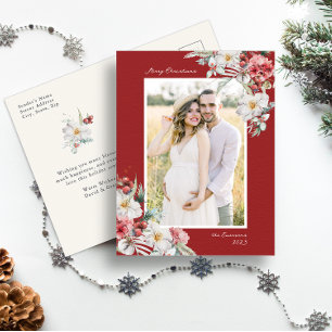 Green Christmas Elegant Photo Collage Carte de vac