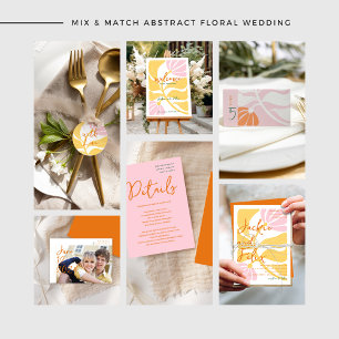 Invitation Super moderne marguerite fleurie jaune & rose mari