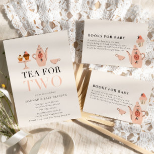 Invitation Thé pour deux   Baby shower Blue Tea Party