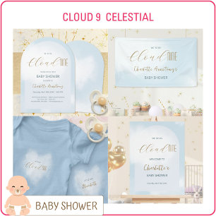 Bannière de fête prénatale Bleu Céleste Cloud 9